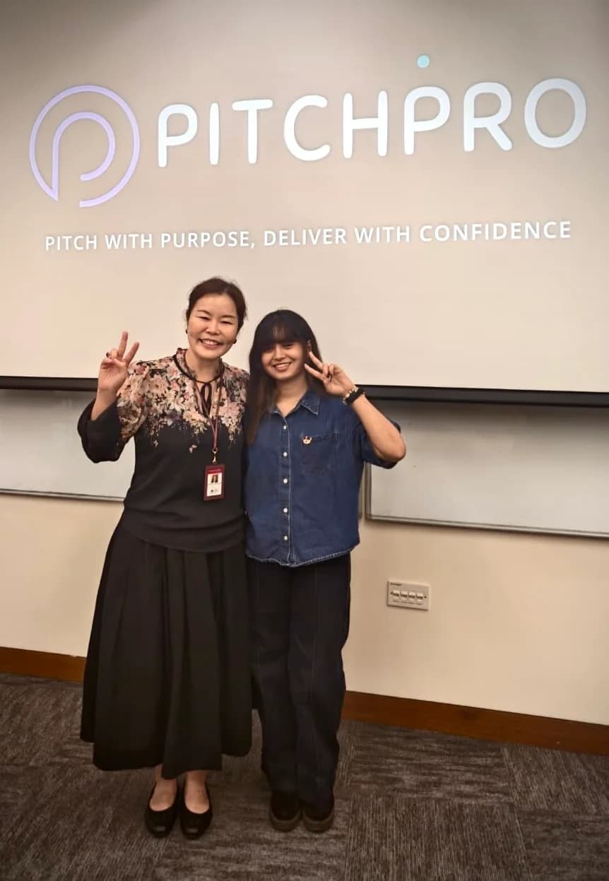 Back at CMU-Q — Maria guest lecturing on the founder journey